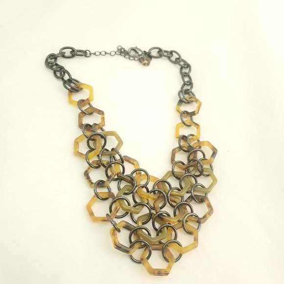 Lia Sophia Womens Multicolor Lobster Clasp Leopard Hexagon Statement Necklace - Picture 3 of 11